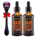 Abera Hair Growth Serum for Hair Loss, Natural Hair Regrowth Treatment for Hair & Beard with Biotin & Castor Oil, (2 Serum + Gift)