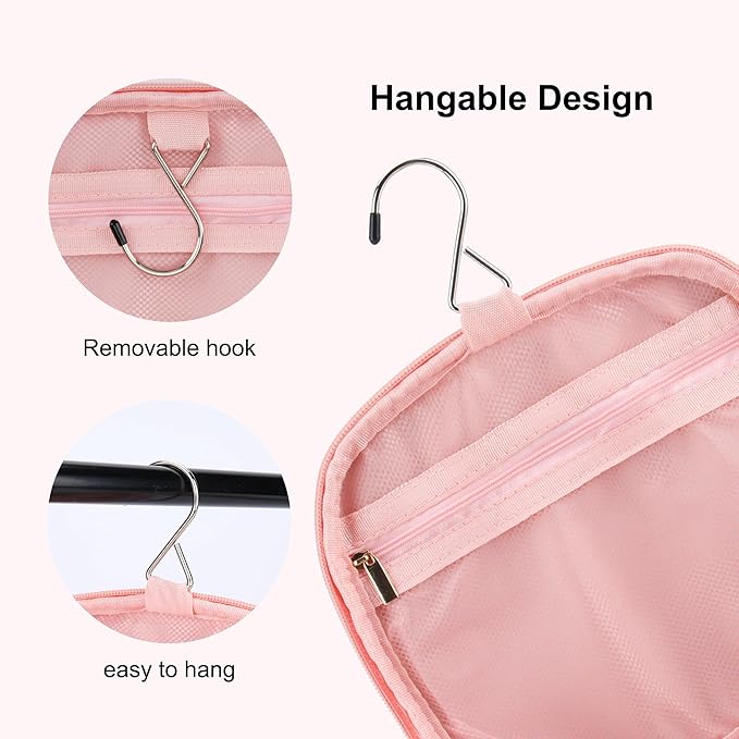 YFG Travel Toiletry Bag, Transparent Cosmetic Organizer with Hook, Portable, Organizer, for Travel-Sized Shampoo, makeup Accessories, Brushes Set, Conditioner, Medium Size