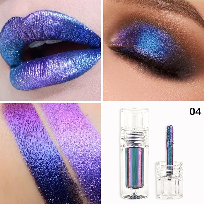 evpct Royal Blue Duochrome Chameleon Liquid Eyeshadow, Multichrome Metallic Glitter Liquid Eye Shadow Makeup for Women, Waterproof Multi Color Shifting High Pigment Holographic Iridescent Eyeshadow