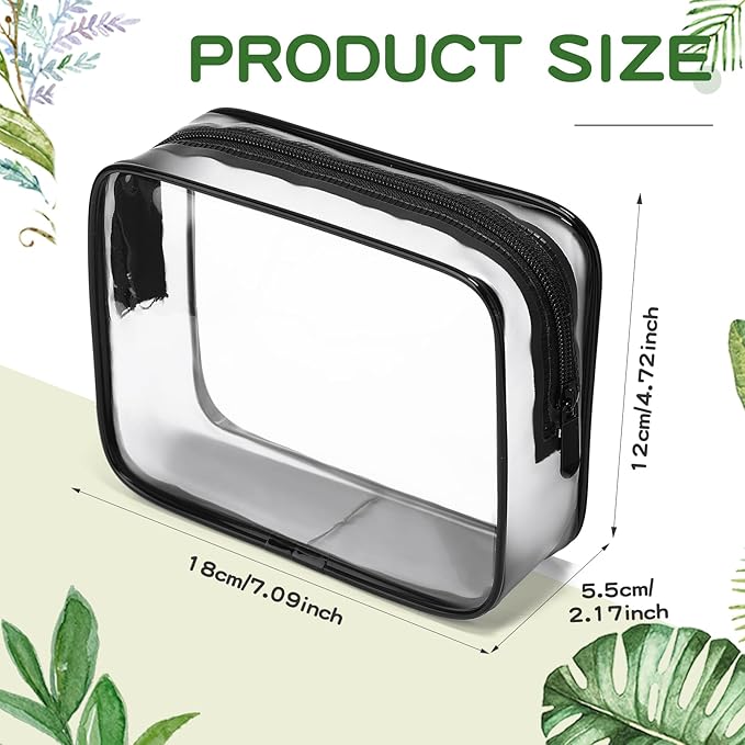 Weewooday 12 Pieces Clear Makeup Bags Cosmetic Storage Bags PVC Zipper Pouches Travel Waterproof Makeup Plastic Case for Women Organizing Toiletries Traveling Bathroom(Medium,Dark Black)
