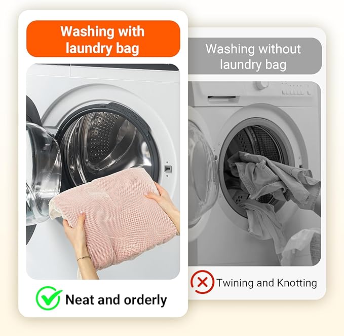 3Pcs Mesh Laundry Bags for Delicates, Durable Organic Cotton Mesh Wash Bags, Sturdy Zipper Laundry Bag for Lingerie, Clothes, Shoes, Socks, Large