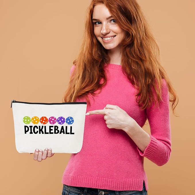 Pickleball Gifts Makeup Bag Accessories Cosmetic Bag Zipper Pouch Pickleball Lover Gifts for Girls Women Fans Player Coach Colleague Christmas Birthday Gifts