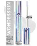 Wonderskin Lip Gloss Blading Top Gloss, Clear Glitter Lip Gloss, Hydrating and High Shine Finish Lip Makeup (Clear Shine)