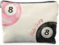 Retro Pink and Black Lucky 8 Ball Makeup Bag, Funky Preppy Cosmetic Bags for Women, Preppy Stuff Makeup Pouch, Feeling Lucky Zipper Pouch