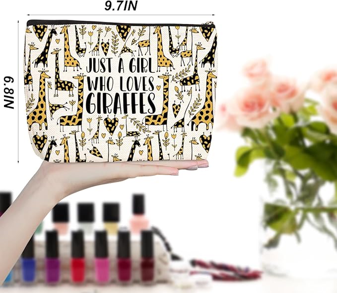 Cute Giraffes Makeup Bag Giraffe Gifts Cosmetic Travel Bag Giraffe Decor Stuff for Animal Giraffes Lovers Women Breeder Coworker Girls Sister Best Friend Female Skincare Bag for Christmas Birthday