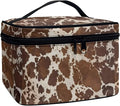 JoyLamoria Cosmetic Bag Toiletry Bag Zipper Closure Pouch Durable Makeup Bag Travel Case with Brown Leopard Print