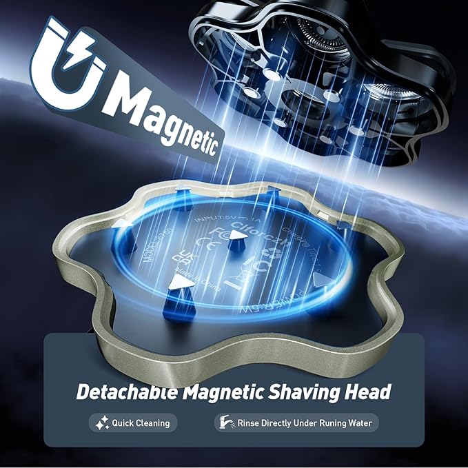 Head Shavers for Bald Men: 7D Detachable Electric Razor - IPX6 Waterproof Wet Dry Rotary Shavers - LED Display Rechargeable Head Shaving with Fast Charging, Gray