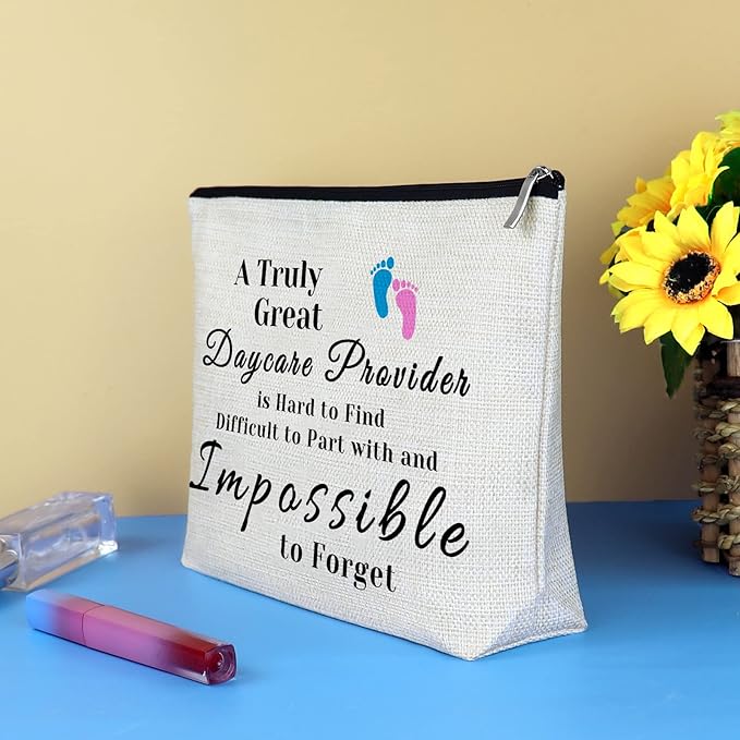 Daycare Provider Gift Makeup Bag Daycare Teacher Appreciation Gifts Caregiver Gifts for Women Babysitter Cosmetic Bag Thanksgiving Christmas Gift for Daycare Provider Teacher Travel Toiletry Bags