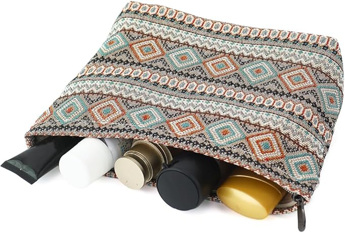 Stylish Jacquard Makeup Bag - Large Capacity Cosmetic Pouch & Travel Toiletry Organizer with Zipper, Perfect for Daily Use & Gifts