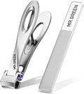 MR.GREEN Nail Clippers Wide Jaw Opening Stainless Steel Fingernail Clipper Thick Hard Toenail Cutter Manicure Scissors Tools (Nail Clipper (Large)+Nail File)