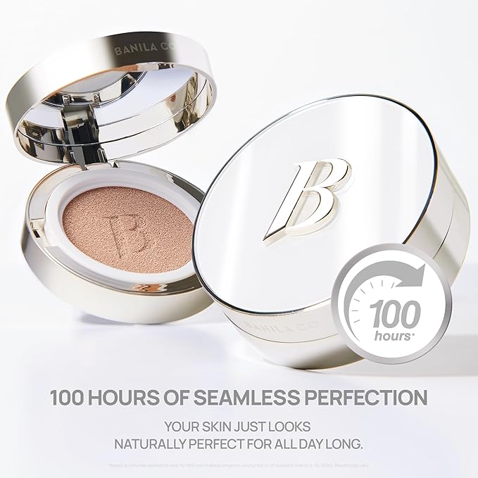 BANILA CO Covericious Ultimate Cover Cushion | Up to 100HR Long-Wear Foundation | 20 Shades for All Skin Tones | Matte & Lightweight Finish | Korean Cushion Foundation (14g / 0.49 oz), 24W SAND