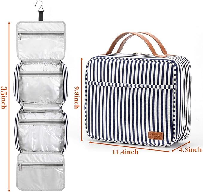 Bosidu Hanging Travel Toiletry Bag,Large Capacity Cosmetic Travel Toiletry Organizer for Women with 4 Compartments & 1 Sturdy Hook,Perfect for Travel/Daily Use/Christmas