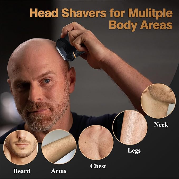 Head Shavers for Bald Men Magnetic Electric Razor Rechargeable Head and Face Shaver for Men Beard Trimmer IPX7 Waterproof Wet/Dry Bald and Skull Shavers Cordless Grooming Kit for Travel Home