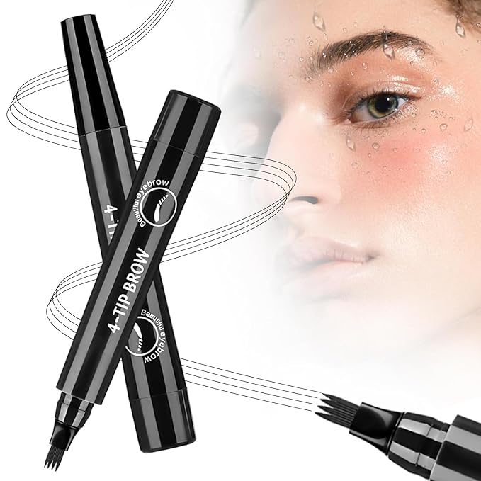 Microblading Eyebrow Pencils for Women,2026 Upgraded 3D Waterproof Eyebrow Pen,Long Lasting 4-Tip Brow Pencil, Eye Brow Pen for Natural Brows (Black)