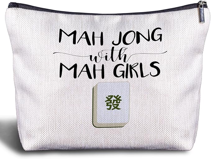 Mahjong Gifts for Women - Funny Mahjong Makeup Bag with Mah Girls Cosmetic and Toiletry Bag Accessories