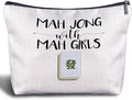 Mahjong Gifts for Women - Funny Mahjong Makeup Bag with Mah Girls Cosmetic and Toiletry Bag Accessories