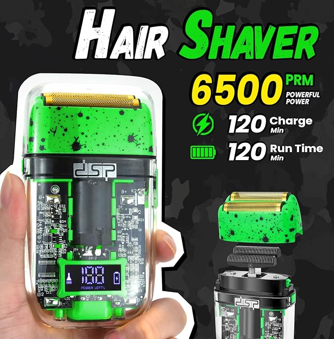 DSP Hair Clipper, Trimmer, Shaver Kits for Men Professional Barber Clipper and Trimmer Sets with Travel Case, Rechargeable, LED Display, Green