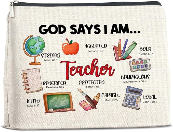 YeleY Cosmetic Case - Multipurpose Makeup Bag for Women - Waterproof Zipper Pouch - Bible Verses Design