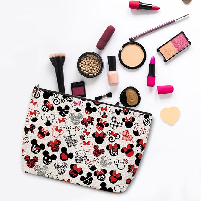 2PCS Cute Cartoon Mouse Print Makeup Bag Magic Cartoon Mouse Cosmetic Bag for Women Animal Lovers Gifts for Women Female Her Daughter Cousin Best Friend Bestie BFF Mothers Day Graduation Birthday
