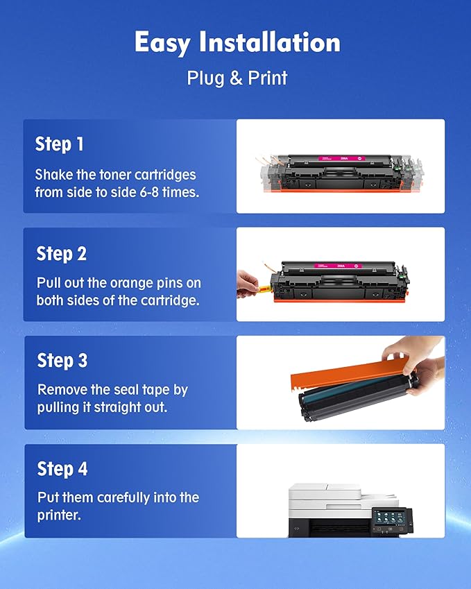 206A Toner Cartridges 4 Pack -M283fdw Toner Replacement for 206A 206X Toner Cartridges HP Set Compatible with HP Color Laserjet Pro MFP M283fdw M283cdw M255dw MFP M283 M255 PrinterSeries(4 Pack)