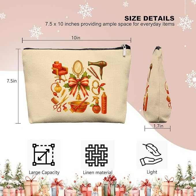 Chrisamas Hairstylist Gifts Women Makeup Bag Make Up Bag, Cosmetic Bags for Hairstylists, Hairdresser Gifts for Cosmetology Student Teen Girls
