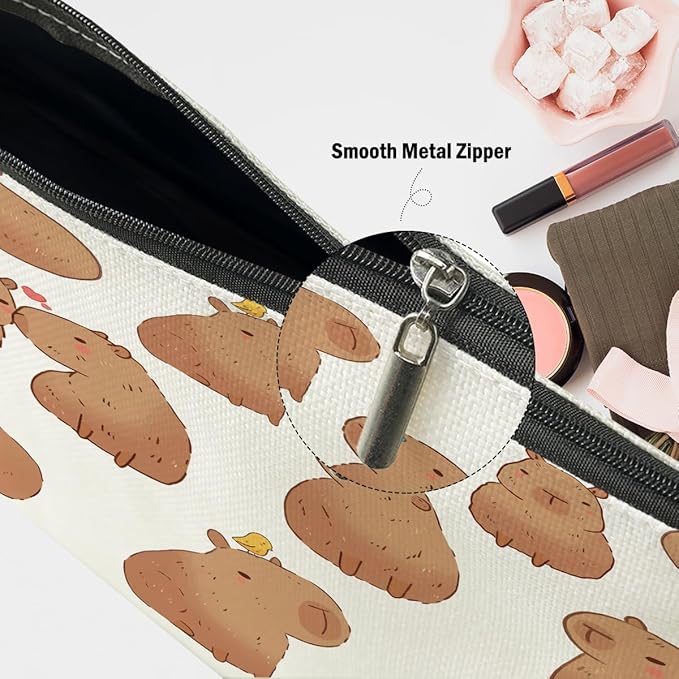 Capybara Gifts, Cute Makeup Bag, Capybara Stuff Cosmetic Bag Travel Pouch, Friendship Graduation Birthday Animal Lovers Gifts for Women Girls Daughter Friend Niece Sisters