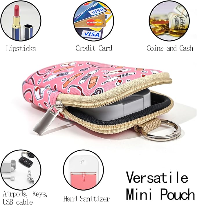 COOKOOKY 2 Pack Hand Sanitizer Spray Case Compatible with Touchland, Hand Sanitizer Holder, Mini Zippered Pouch, Small Makeup Bag for Women Friends Girls Gifts Idea