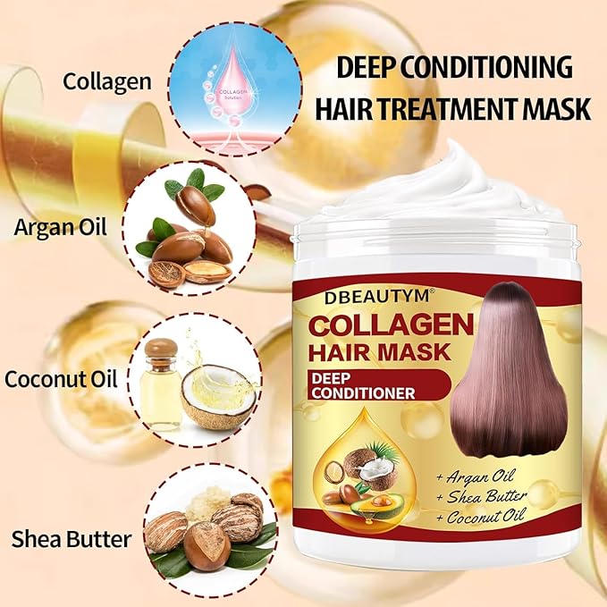 Collagen Hair Treatment Hair Mask & Rosemary Hair Growth Oil,Deep Conditioner Hydrating Hair Mask for Dry Damaged Hair,Hair Growth Oil for Hair Loss,Natural Hair Regrowth Treatment for Men and Women
