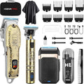 HIENA PRO Hair Clippers for Men Professional, Cordless Barber Clipper and T-Blade Beard/Hair Trimmer Set, Electric Razor Foil Shaver Nose Trimmer Barber Kit, Men's Hair Cutting Kit (814 Set)