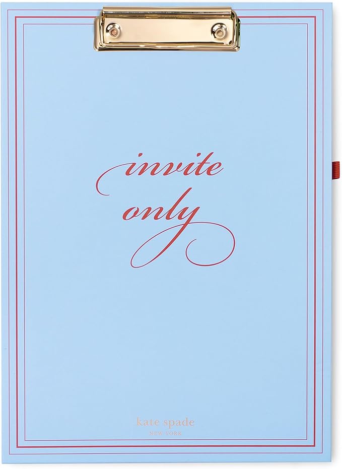 kate spade new york A4 Clipboard Folio with Low Profile Clip, Professional Padfolio Includes Lined Notepad, Pen Loop, and Pocket (Invite Only)
