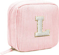 LETGO Birthday Gifts for Women Small Personalized Initial Monogram Makeup Bag,Preppy Corduroy Makeup Bags Travel Toiletry Bag Cute Pouch Purse for Her Mom Girlfriend Wife Sister Teacher Bridesmaid