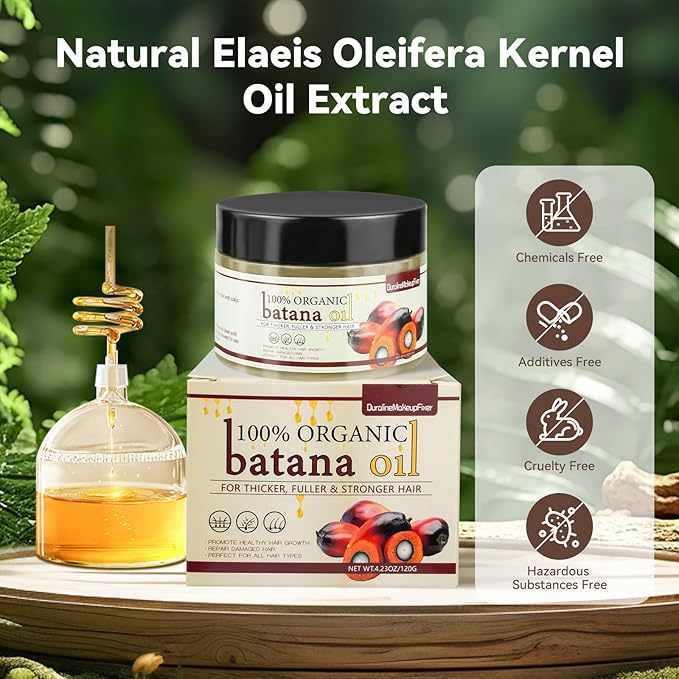 100% Unrefined Raw Batana Oil for Hair Growth,Dr. Sebi Batana Oil from Honduras,Natural Hair Growth Oil Prevents Hair Loss,Repair Damaged Hair.Eliminates Split Ends for Men & Women 4.23 OZ