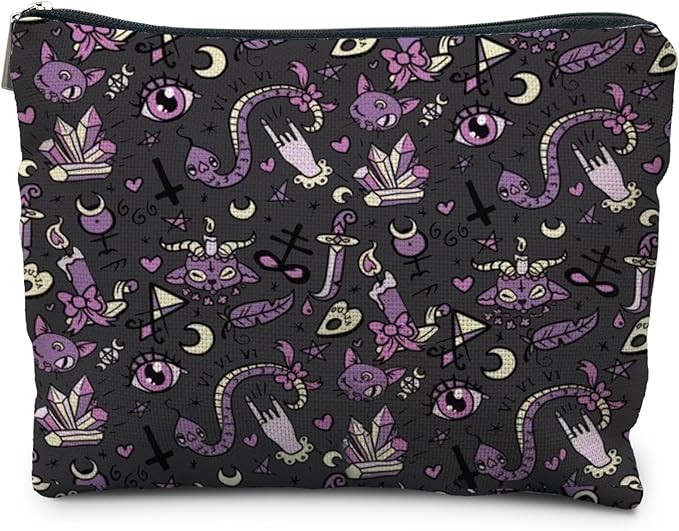 Purple and Black Halloween Makeup Bag, Halloween Gifts for Women, Witchy Makeup Bag, Witchy Gifts for Women, Witch Stuff, Goth Gothic Makeup Bag, Gothic Gifts for Women, snake