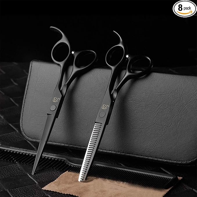 Patented Premium Hair Cutting Scissors & Thinning Shears - Professional Barber Scissors Kit for Women & Adults - Sharp Hair Shears for Hair Cutting & Thinning
