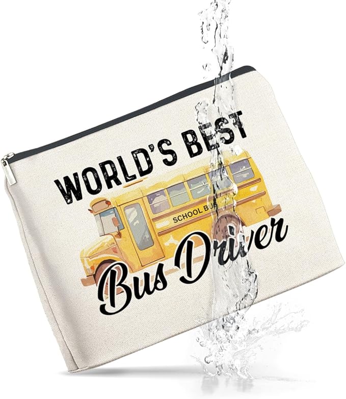 Bus Driver Gifts Makeup Bag School Bus Driver Appreciation Gifts, Thank You Gifts for Bus Driver, World Best Bus Driver Zipper Makeup Pouch