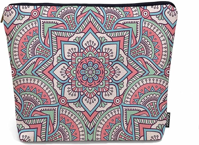 Woman Makeup Bag Mandala, Ethnic Tribal Mandala Floral Boho Makeup Bags Travel Cosmetic Bags Toiletry Makeup Organizer Pencil Pouch Make Up Cosmetic Bag For Owners Lady Birthday Gifts