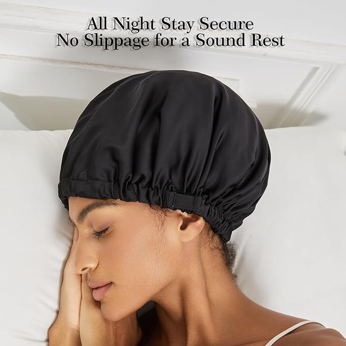 Satin Bonnet Silk Bonnet for Sleeping Women Double Layer Hair Bonnet Wrap Sleep Cap Gifts for Women Curly Hair