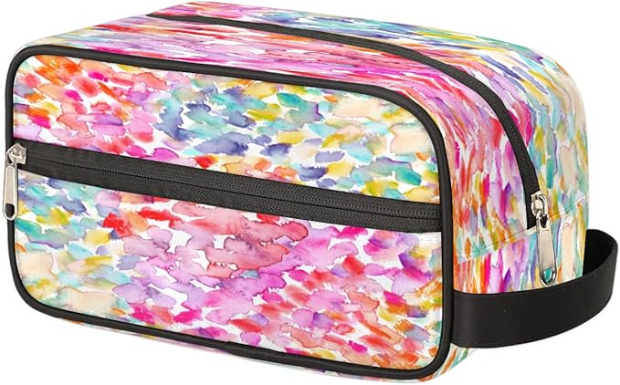 Abstract Art Rainbow Butterfly Travel Toiletry Bag for Women Men Lightweight Cosmetic Makeup Bag Organizer Waterproof Shaving Bag Dopp Kit with Large Capacity for Toiletries and Shaving Accessories