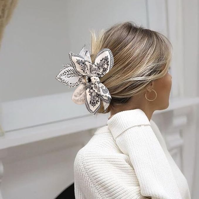 Bow Claw Clips Bow Hair Clips White 3PCS Big Hair Bows for Women Butterfly Styling Large Hair Clips for Thick Hair for Girls Hair Accessories for Teen