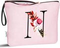 Vavabox A-Z Personalized Makeup Bag, Birthday Gifts for Women Mom, Gifts for Best Friend, Bride Bridesmaid Cosmetic bag (N, Pink)