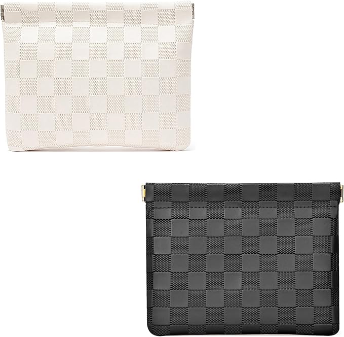 Leather Pocket Cosmetic Bag for Purse,Coin Purse Lipstick Cosmetic Accessories Organizer, Travel Kit Storage Pouch,Waterproof Portable No Zipper Self-closing