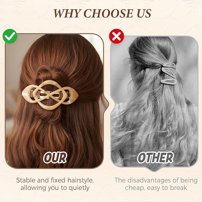 Vintage French Barrette Hair Clips, Hair Barrettes Hair Accessories for Women Girls, Elegant Retro Non Slip Clip with Classic Design Thick to Thin, Stylish Accessories Hair (Gradient Color, 4PCS)