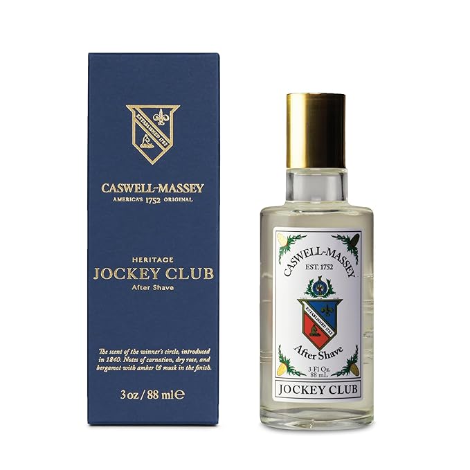 Caswell-Massey Jockey Club Aftershave, Sandalwood Musk Jasmine Geranium Scent, Soothing Post-Shave Tonic for Men, Made in USA, 3 Fl Oz