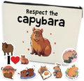 Funny Capybara Makeup Bag Capybara Gifts Cosmetic Bag with 8 PCs Stickers Animal Lover Gifts for Women Girls Daughter Best Friends Sisters Capybara Stuff Graduation Birthday Gifts Travel Toiletry Bag
