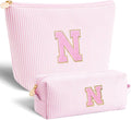 Personalized Makeup Bag for Women Girls - Fashion Cosmetic Bag Trendy Travel Toiletry Bag with Initials Letter - Teen Gifts - Pink,N
