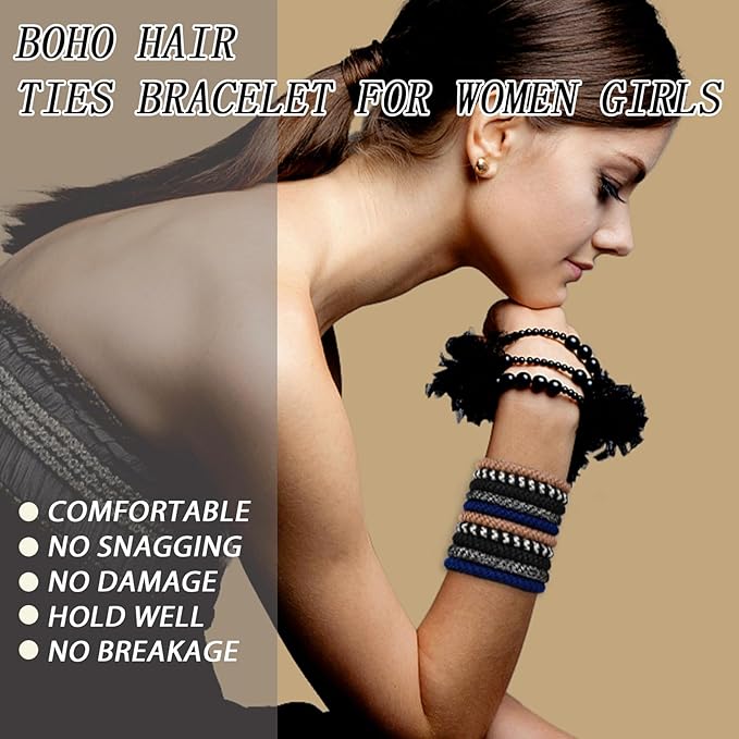 20Pcs Hair Ties For Thick Hair, Strong Stretchy Hair Bands For Women Girls, No Slip Braided Hair Ties No Damage, Ponytail Holders-Exceptionally Secure with Gentle Hold (Set 3)