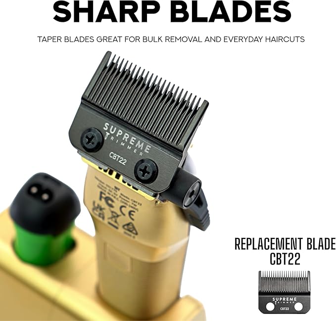 Supreme Trimmer Recharge Clipper - Professional Hair Clipper with 2 Removable Batteries, Brushless Motor, Smart Charge Stand, USB-C Charge & DLC Blades Barbers | STC779