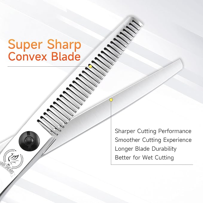 Fenice Peak Professional Straight Hair Cutting Scissors 6'' Barber Haircut Shears with Sharp Razor Edge 440C Hair Scissors with Ergonomic Design for Salon and Home User.