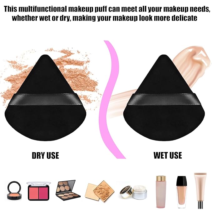 100PCS Black Triangle Powder Puff Face Makeup Powder Puffs Sponge Soft Powder Puffs for Loose Powder Cosmetic Foundation