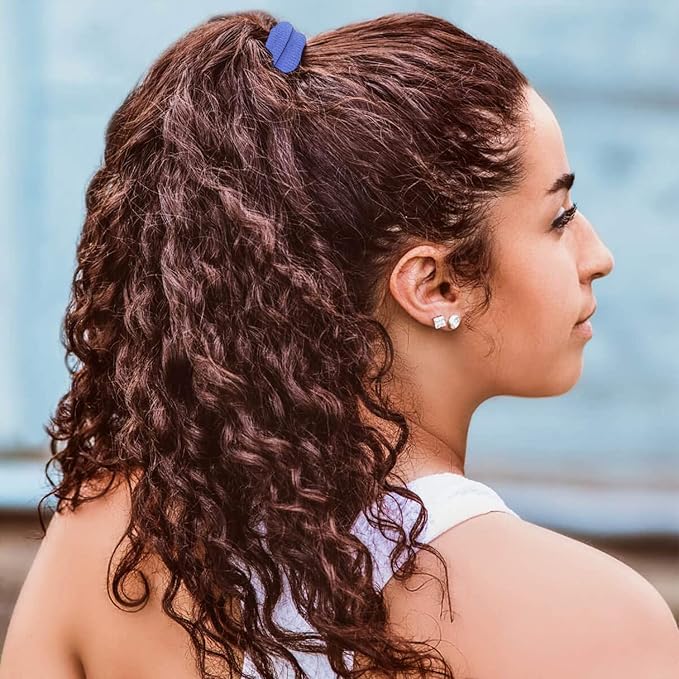 Burlybands Large Hair Ties for Thick, Heavy or Curly Hair - Non-Slip, Non-Damage, Seamless Women's Ponytail Scrunchies - Pastel Blue, 3 Pcs